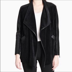 Calvin Klein Leather Moto Waterfall Jacket